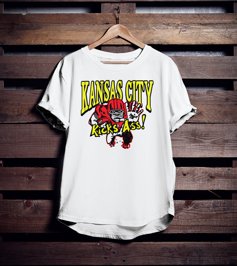 Kansas City Kicks Ass Red Football Player T-Shirt