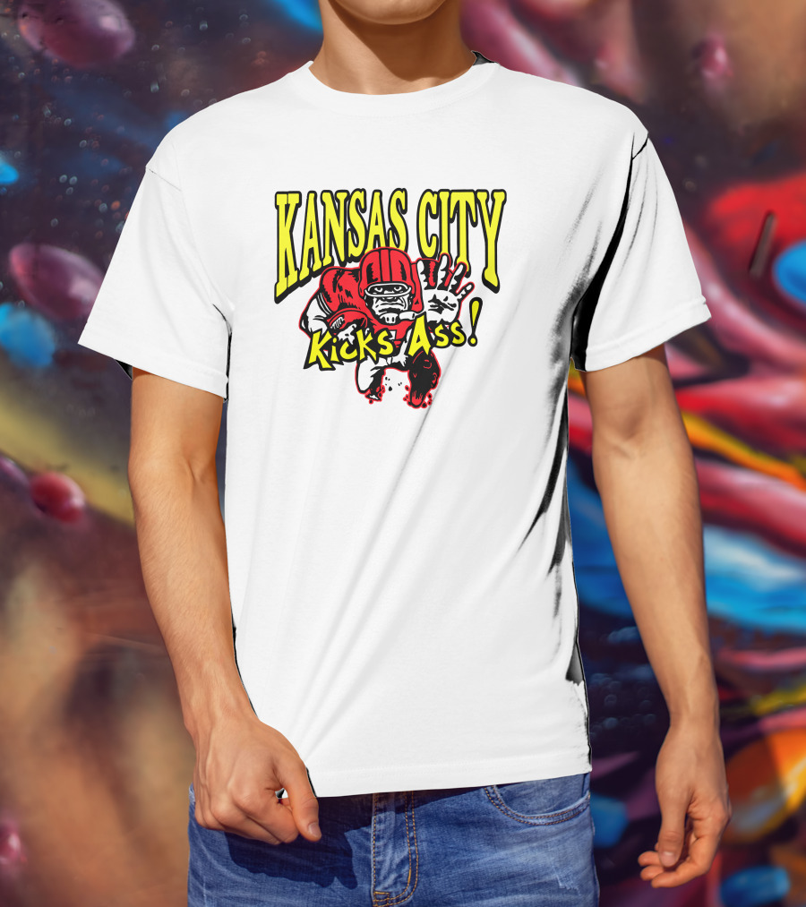 Kansas City Kicks Ass Red Football Player T-Shirt