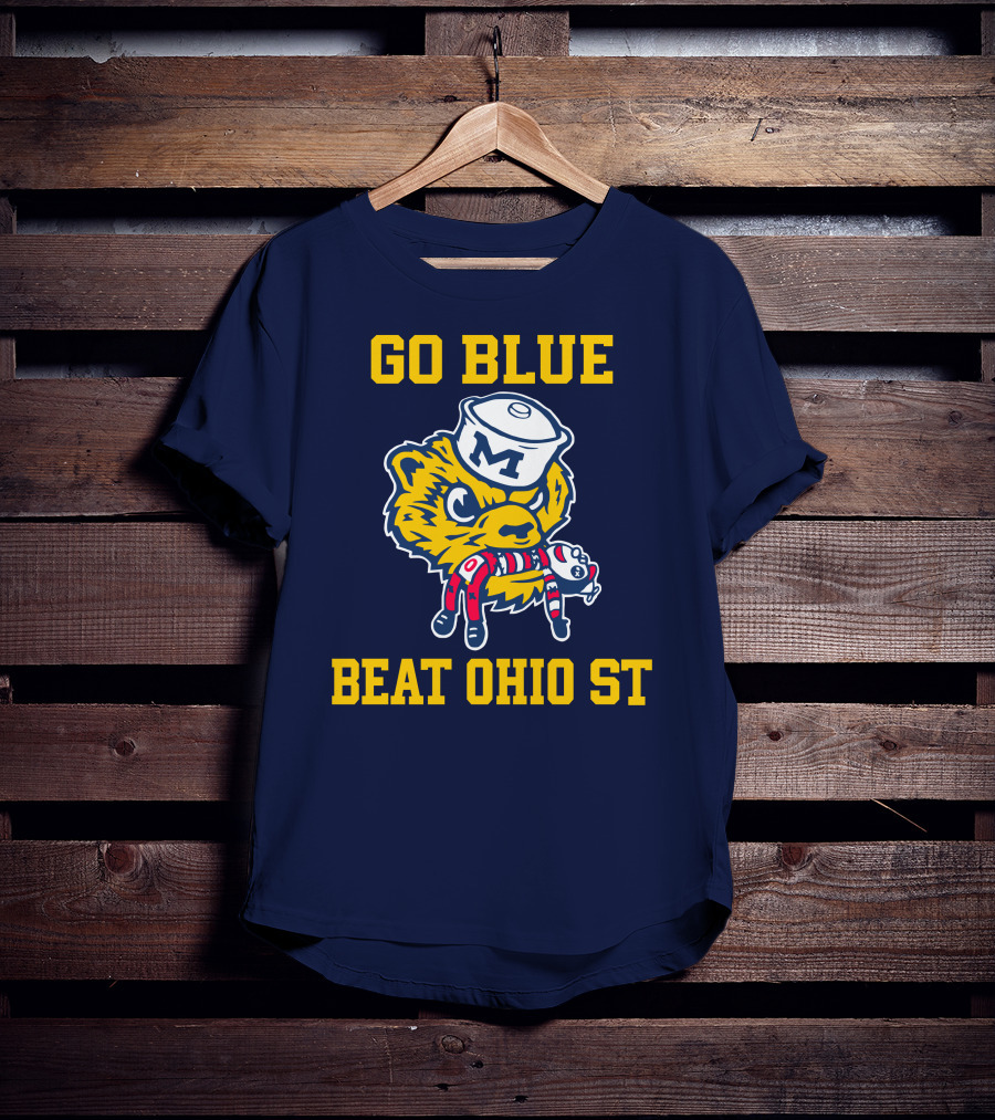 Go Blue Beat Ohio St Michigan Wolverine Victory Mascot Showdown T-Shirt