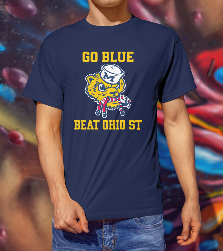 Go Blue Beat Ohio St Michigan Wolverine Victory Mascot Showdown T-Shirt
