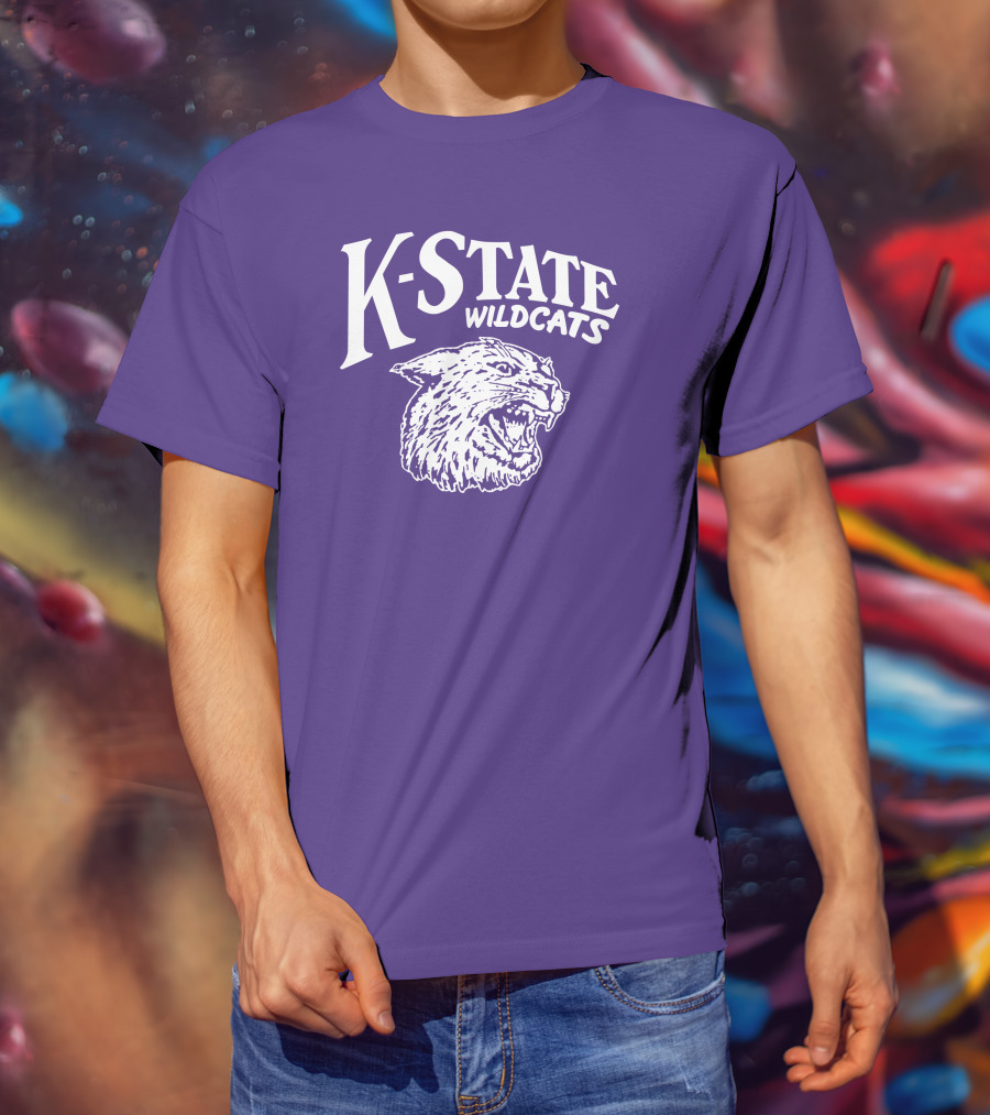 Charlie Hustle K-State Wildcats Vintage Purple Mascot T-Shirt
