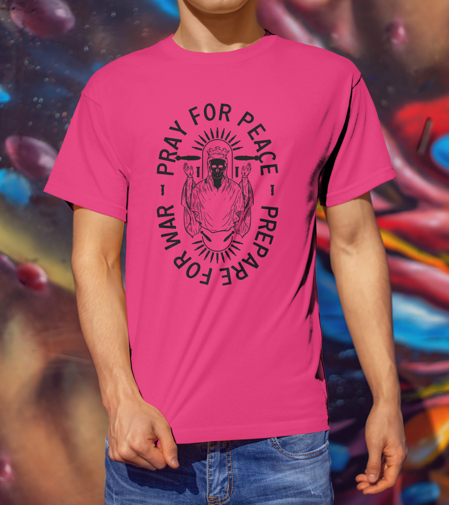Lord Bell Pray For Peace Prepare For War Skeleton Halo T-Shirt