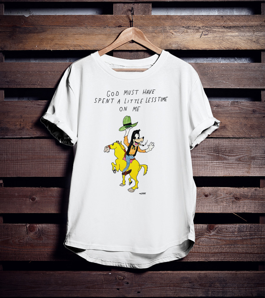 God Must Have Spent A Little Less Time On Me Cowboy Cartoon Character Riding A Horse T-Shirt