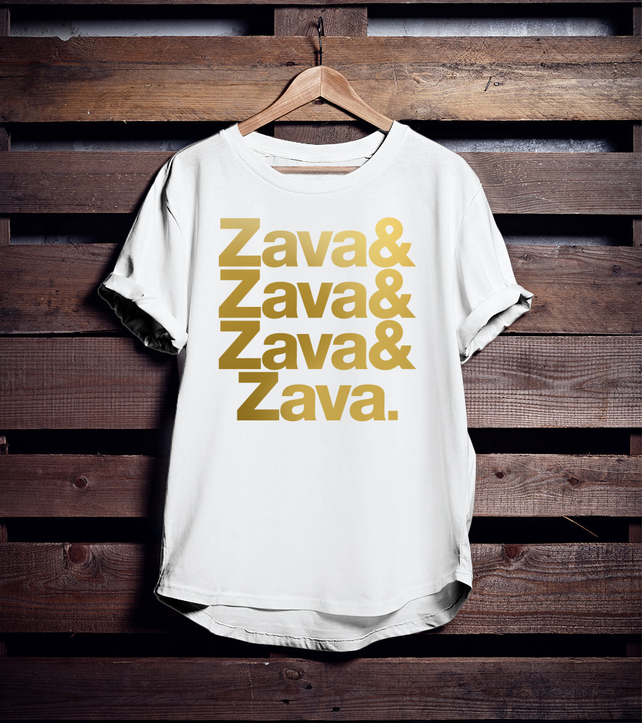 Zava Zava Zava Zava Gold Text Repetition T-Shirt