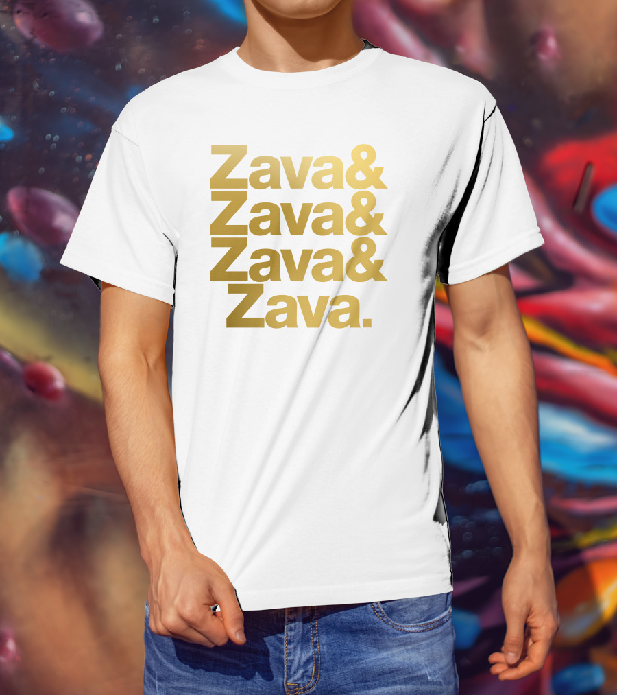 Zava Zava Zava Zava Gold Text Repetition T-Shirt