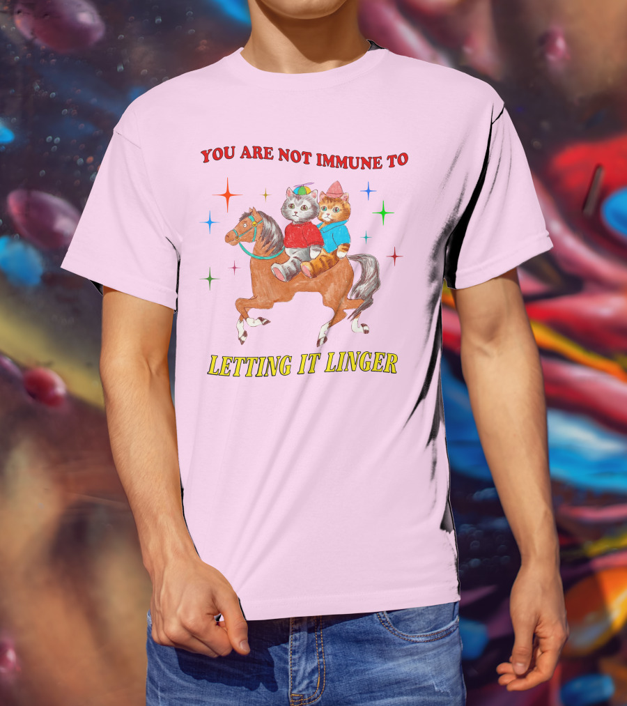 You Are Not Immune To Letting It Linger Cats On Horse With Colorful Stars T-Shirt