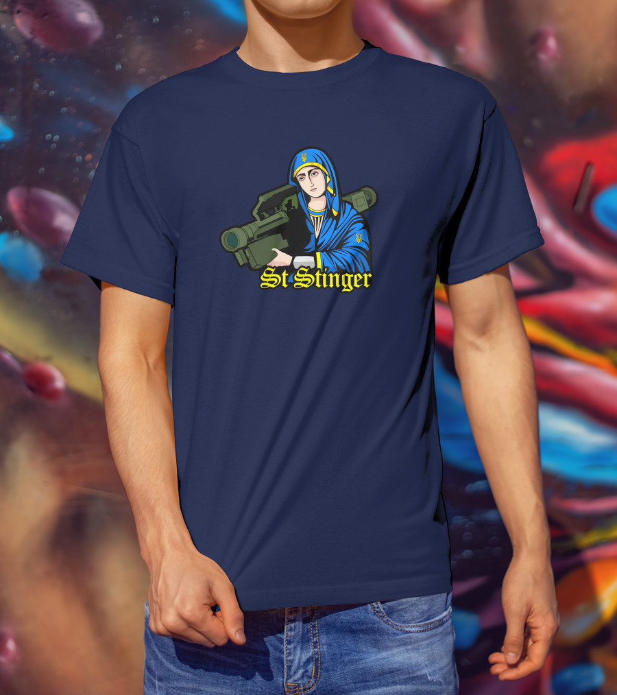 St Stinger Iconic Imagery Featuring Religious Warrior With Launcher T-Shirt