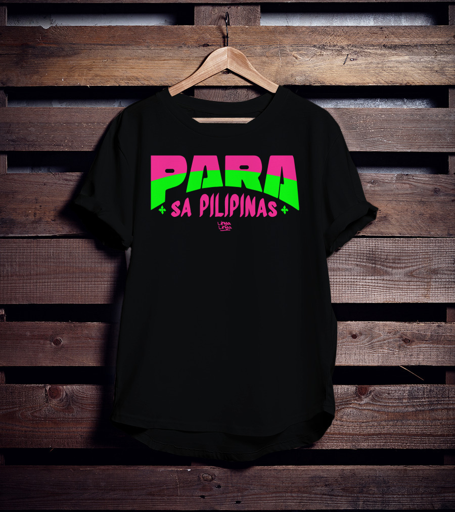 Gensanispink Para Sa Pilipinas Linya-Linya Pink And Green Text T-Shirt