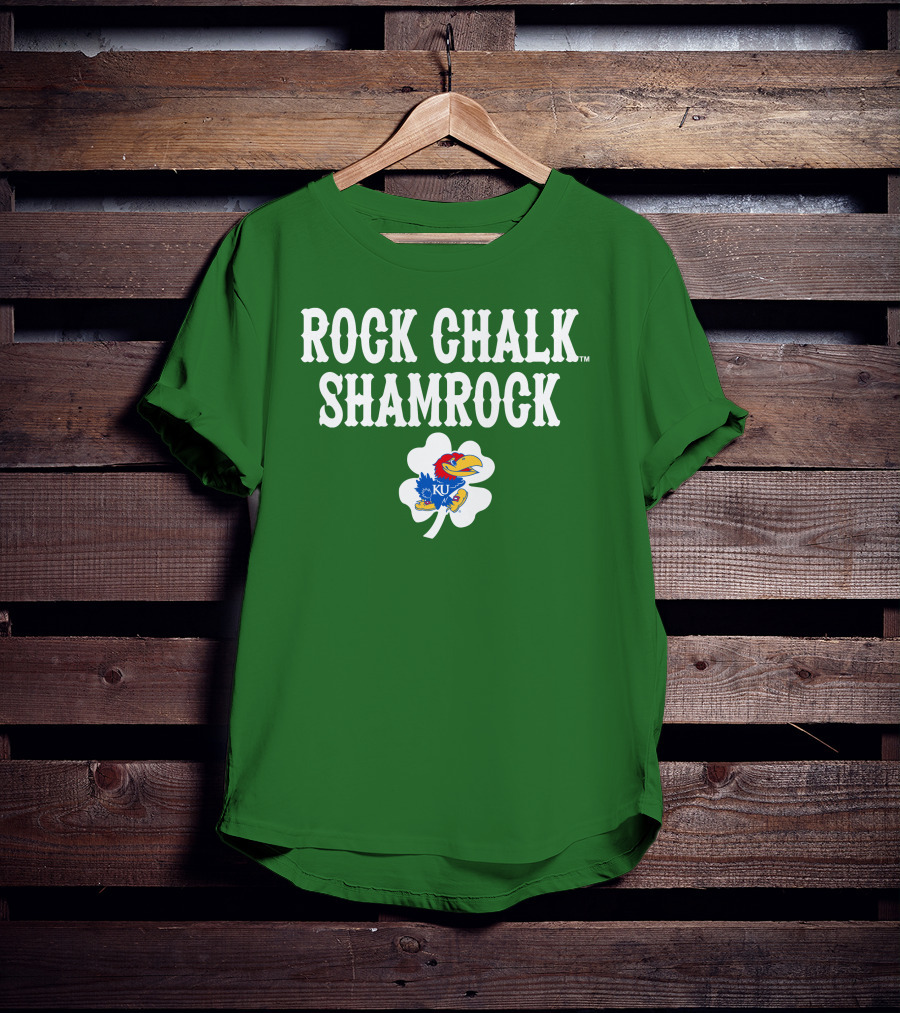 Rock Chalk Shamrock Kansas Jayhawks St Patrick’s Day Green T-Shirt