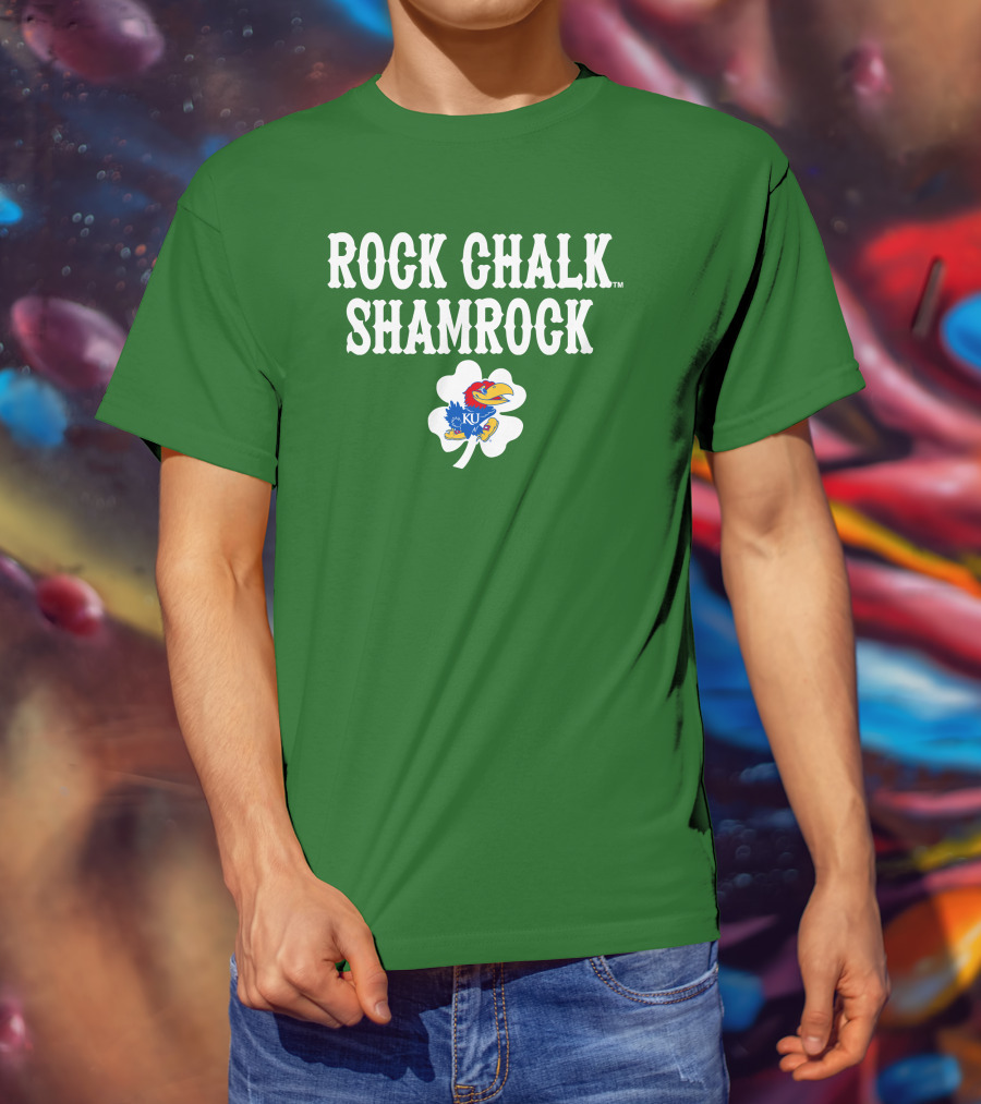 Rock Chalk Shamrock Kansas Jayhawks St Patrick’s Day Green T-Shirt