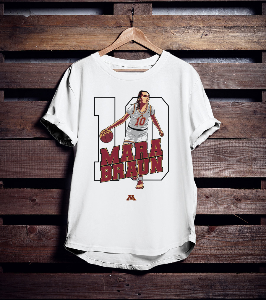 Minnesota Golden Gophers Women's Basketball Mara Braun Number 10 T-Shirt