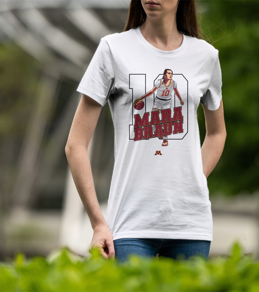 Minnesota Golden Gophers Women's Basketball Mara Braun Number 10 T-Shirt