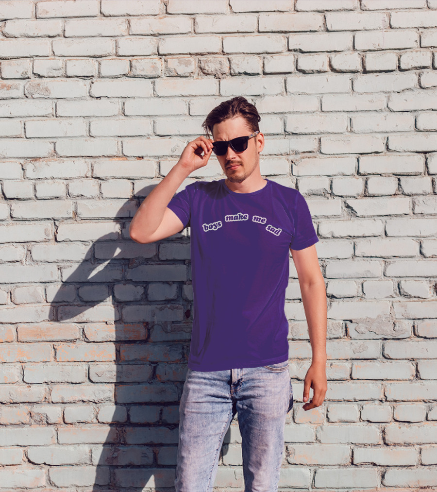 Boys Make Me Sad Purple Text Shirt Stylish T-Shirt