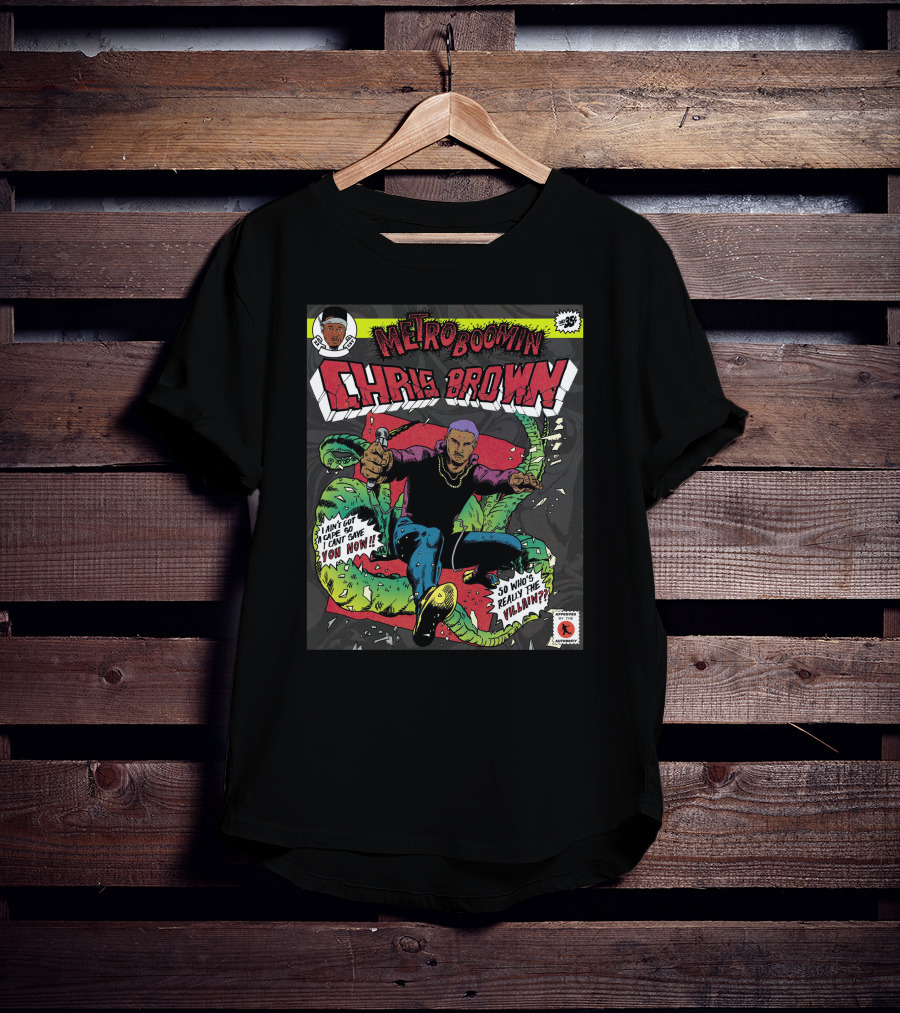 Metro Boomin Chris Brown Comic Style Art With Villain T-Shirt