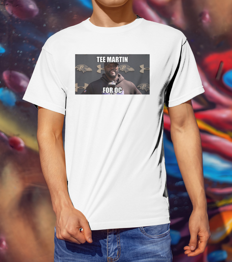 Tee Martin For OC Baltimore Ravens Coach Under Armour Background T-Shirt