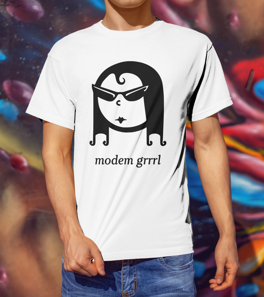 Modem Grrrl Sunglasses Illustrative T-Shirt