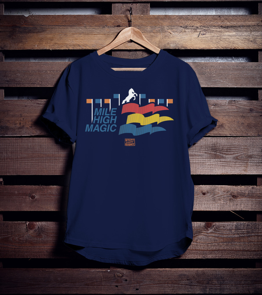 State Thirty Eight Mile High Magic Horse And Flag Elements T-Shirt