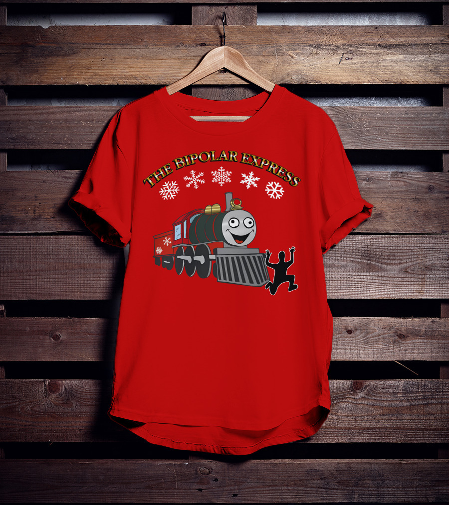 THE BIPOLAR EXPRESS Christmas Train Snowflakes T-Shirt
