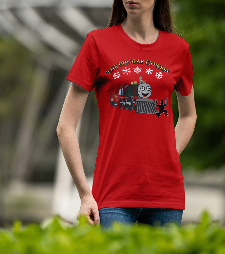 THE BIPOLAR EXPRESS Christmas Train Snowflakes T-Shirt