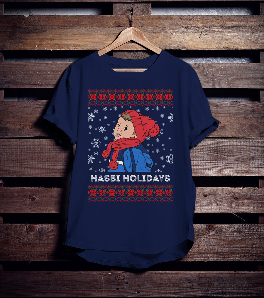 Hasbulla Merch Hasbi Holidays Snowflakes And Knit T-Shirt