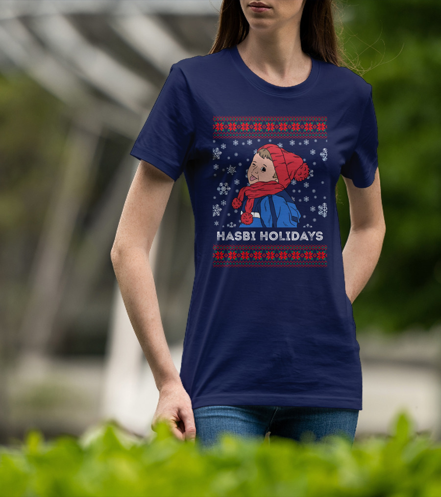 Hasbulla Merch Hasbi Holidays Snowflakes And Knit T-Shirt