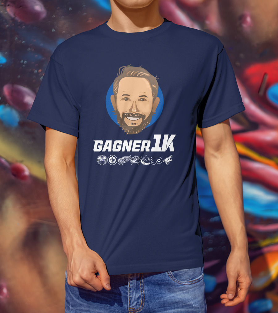 Gagner 1K Congrats Gags 1000 Career NHL Games Oilers Jets Red Wings Blue Jackets Canucks Flyers Coyotes T-Shirt