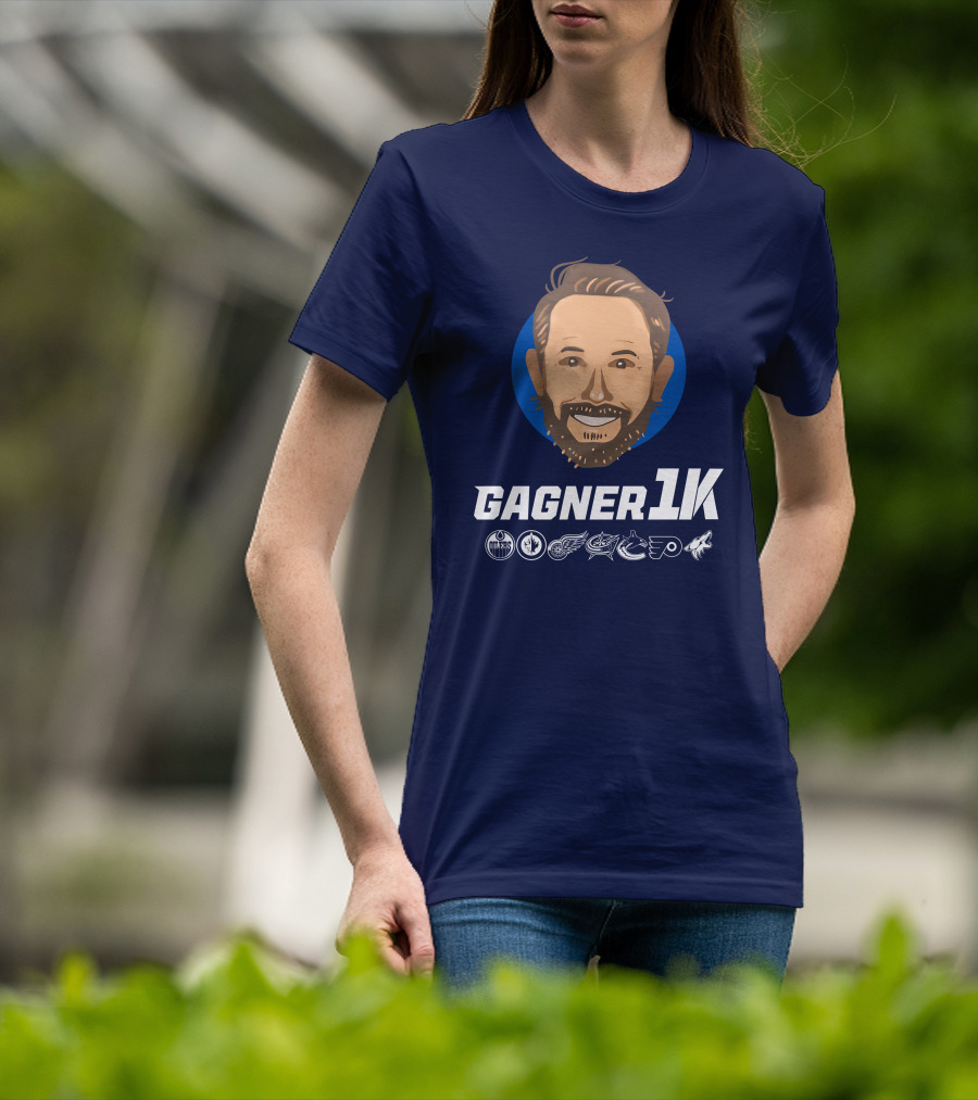 Gagner 1K Congrats Gags 1000 Career NHL Games Oilers Jets Red Wings Blue Jackets Canucks Flyers Coyotes T-Shirt