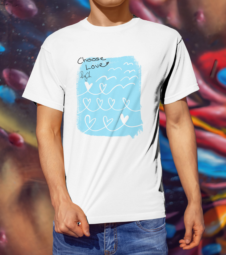 Freddy Carter Everpress Choose Love Heart Waves Blue Print T-Shirt