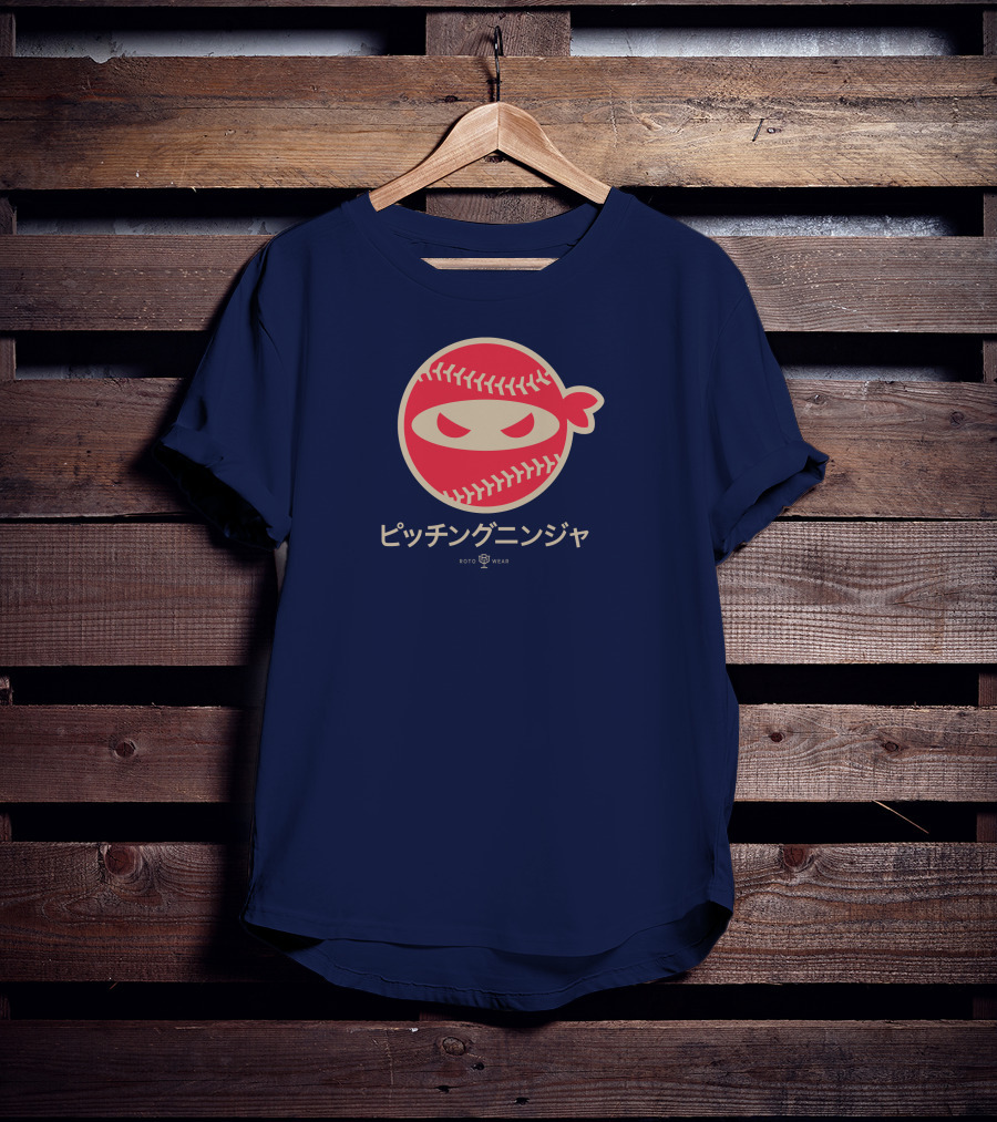 Pitching Ninja Nippon Japanese Baseball Icon Roto Wear T-Shirt