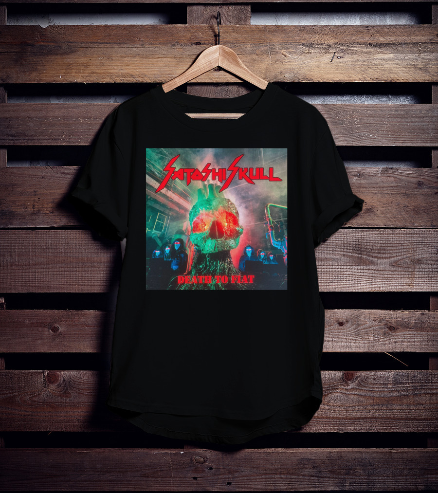 Satashi Skull Death To Fiat Electric Neon Skull With Hooded Figures T-Shirt