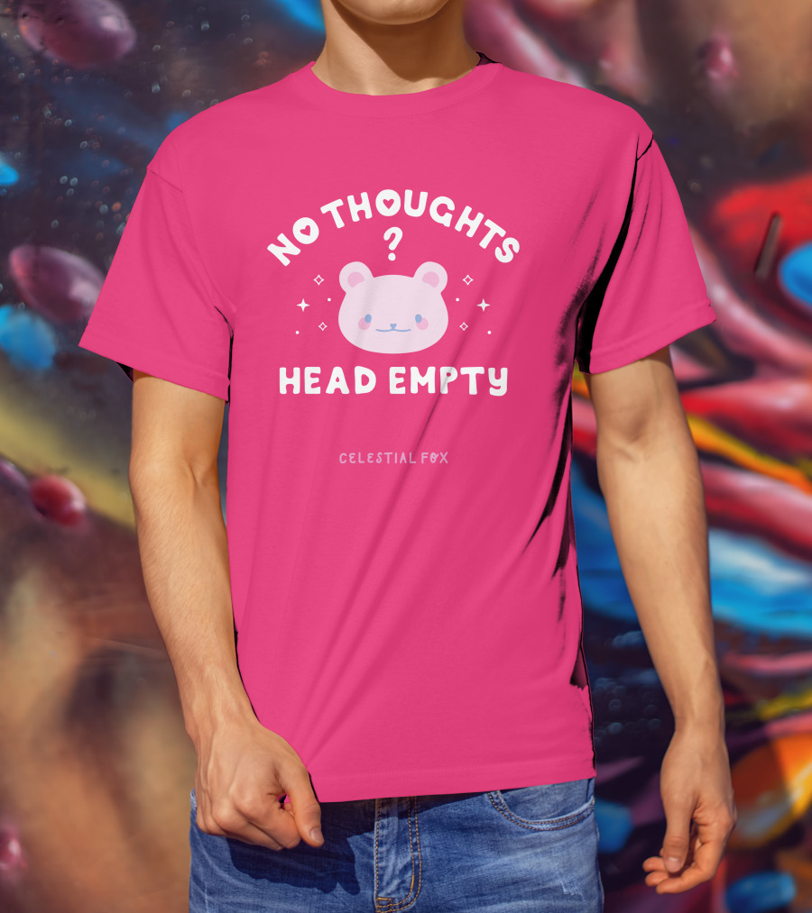 No Thoughts Head Empty Bear With Celestial Fox Stars T-Shirt