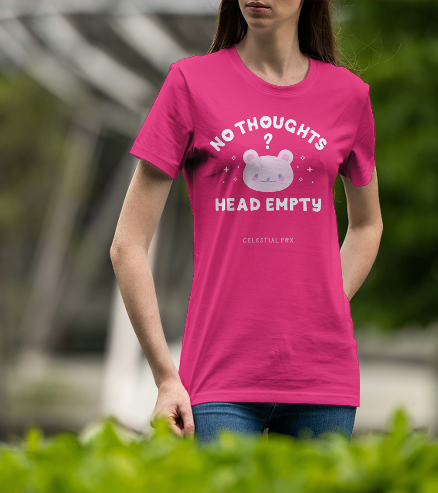 No Thoughts Head Empty Bear With Celestial Fox Stars T-Shirt