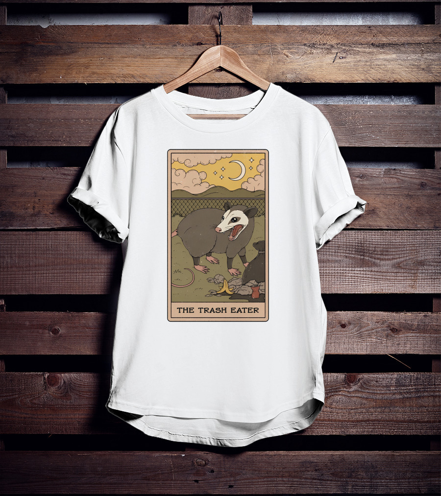 The Trash Eater Tarot Moon And Opossum Card T-Shirt