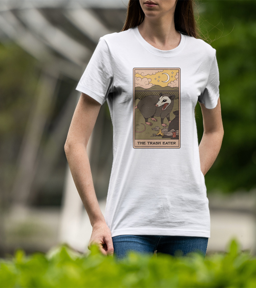 The Trash Eater Tarot Moon And Opossum Card T-Shirt
