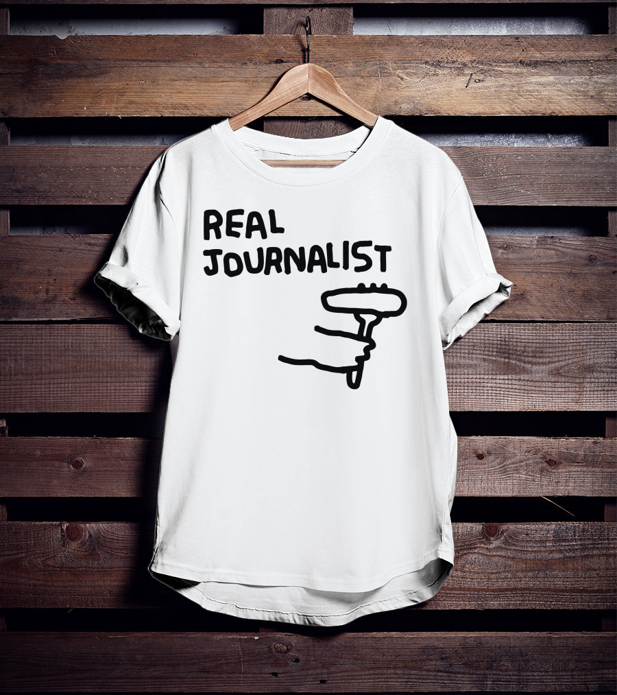Real Journalist Microphone Holder Sketch T-Shirt