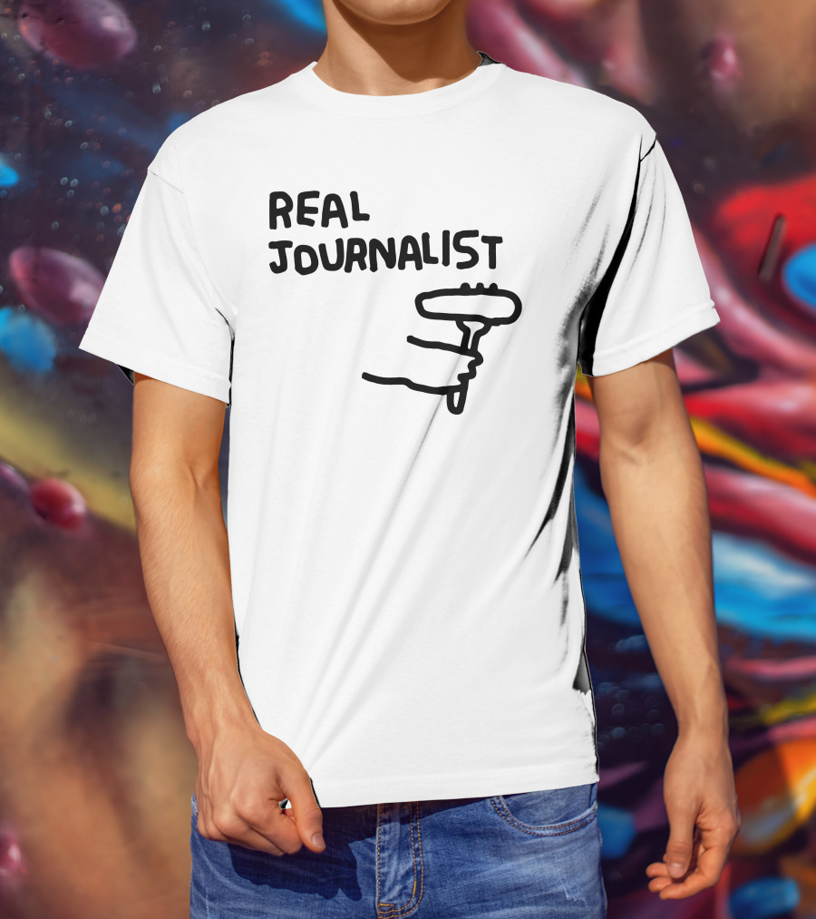Real Journalist Microphone Holder Sketch T-Shirt