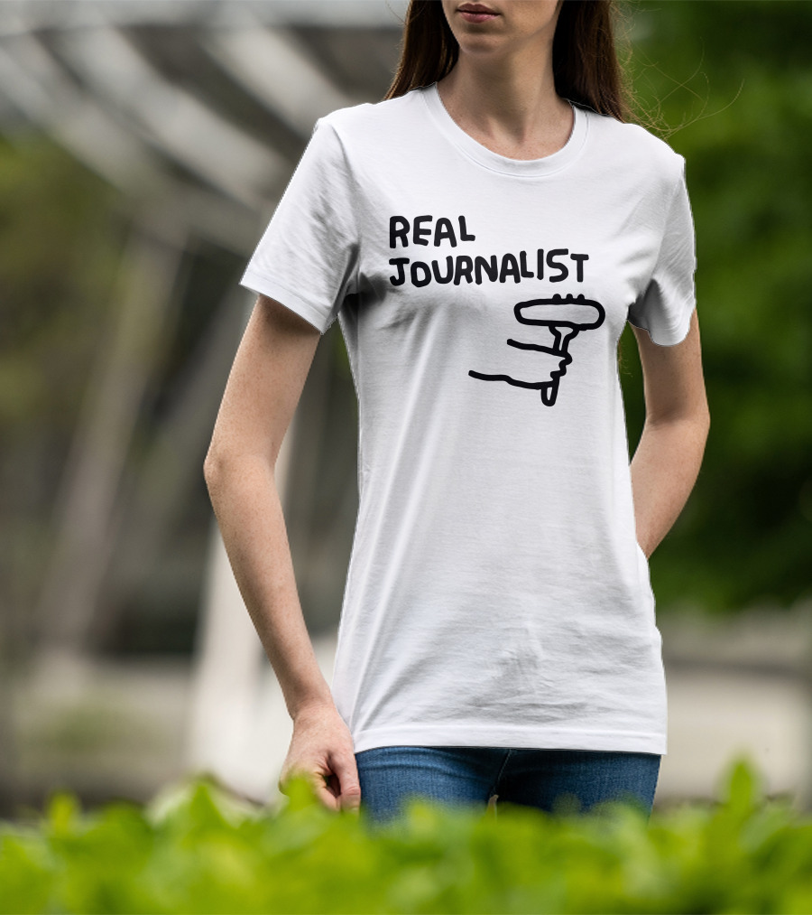Real Journalist Microphone Holder Sketch T-Shirt