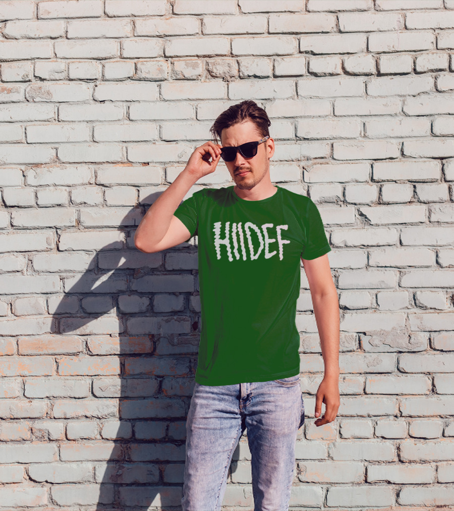 Hdi Hiidef White Text On Green Background T-Shirt