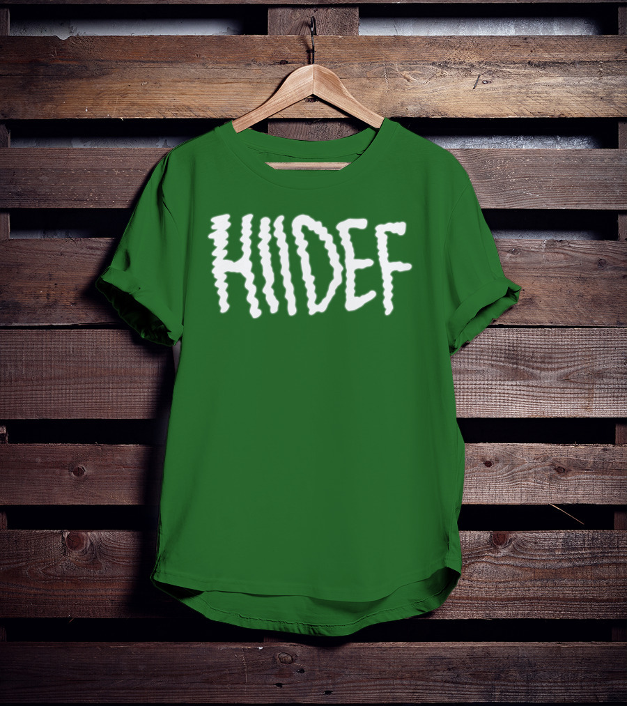 Hdi Hiidef White Text On Green Background T-Shirt