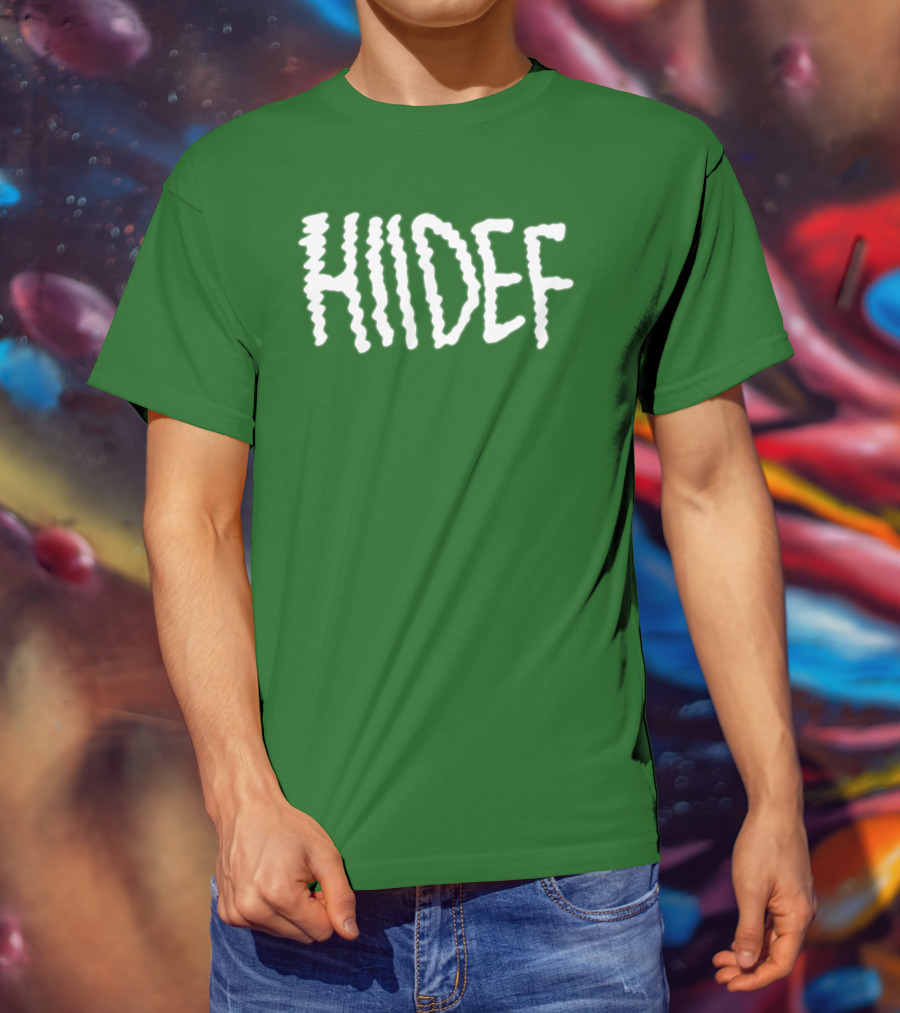 Hdi Hiidef White Text On Green Background T-Shirt