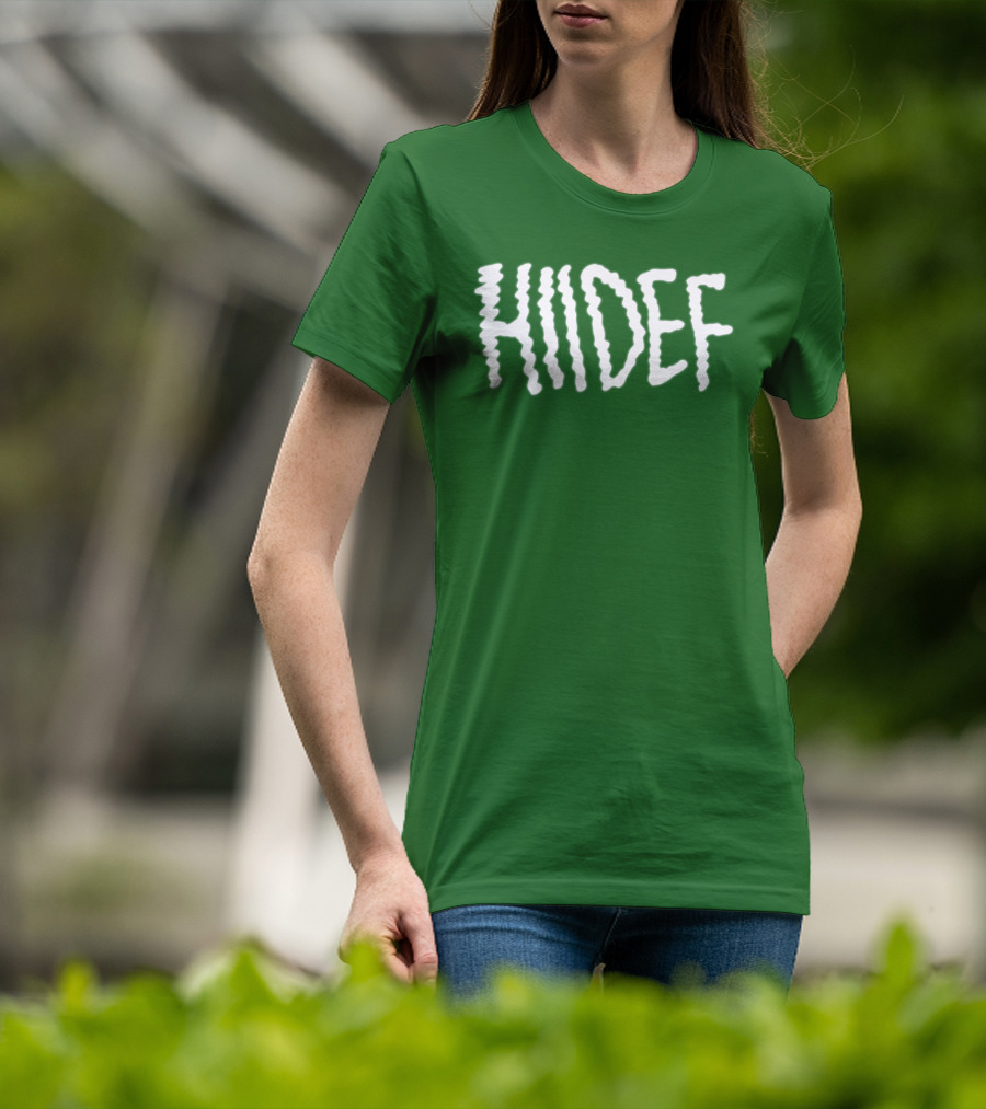 Hdi Hiidef White Text On Green Background T-Shirt
