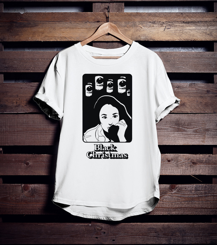 Black Christmas Woman With Multiple Eye Gaze T-Shirt
