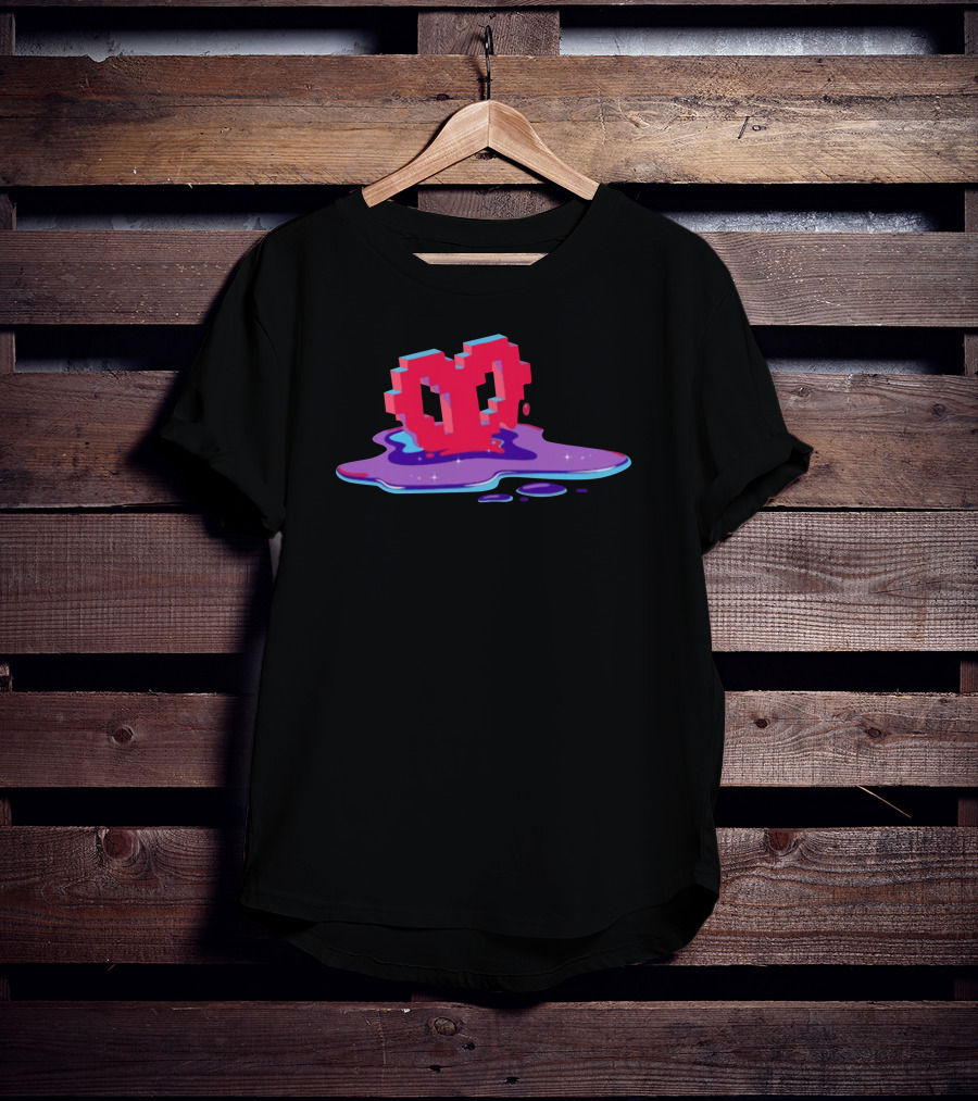 Void Heart Pixel Art Melting Pool T-Shirt