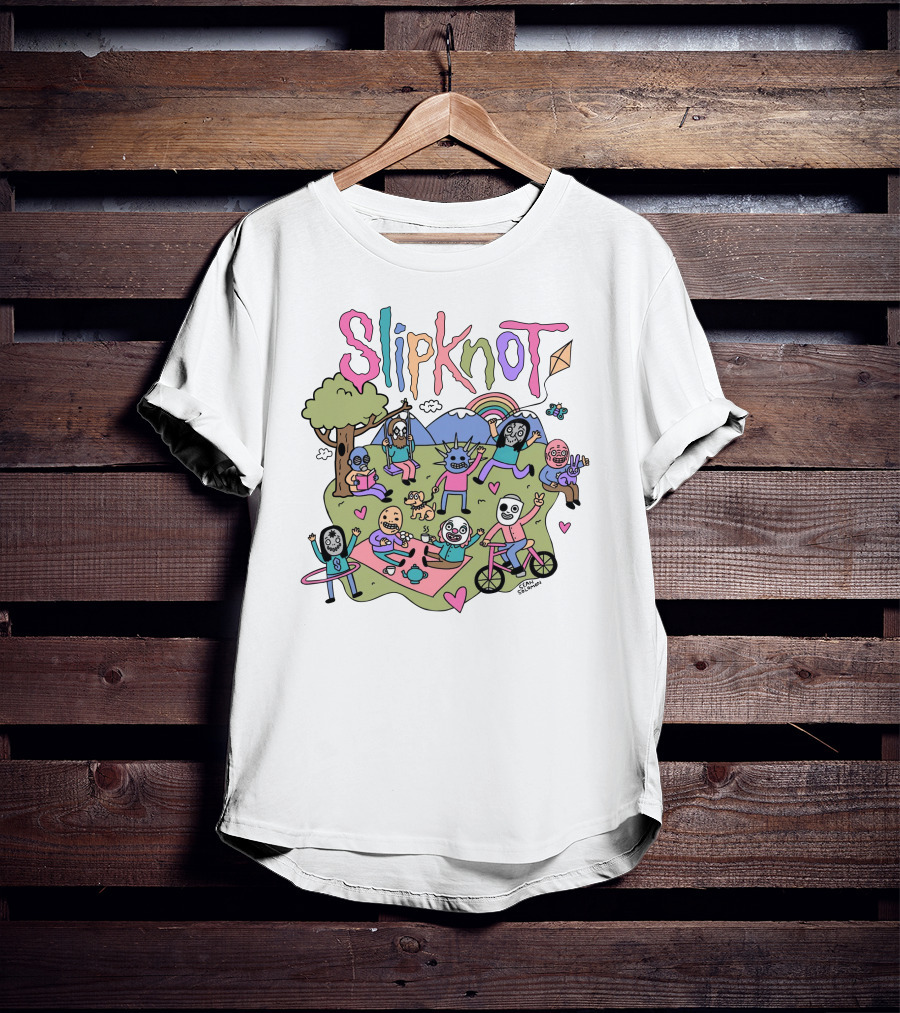 Slipknot Cute Cartoon Characters Park Scene T-Shirt