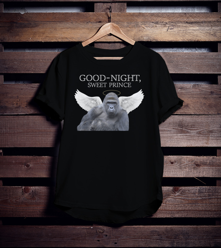 Good Night Sweet Prince Winged Gorilla Halo Memorial T-Shirt
