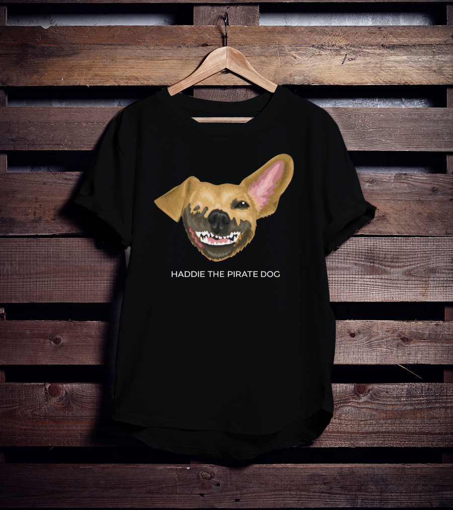 Haddie The Pirate Dog Mischievous Canine With Eye Patch And Toothsome Grin T-Shirt