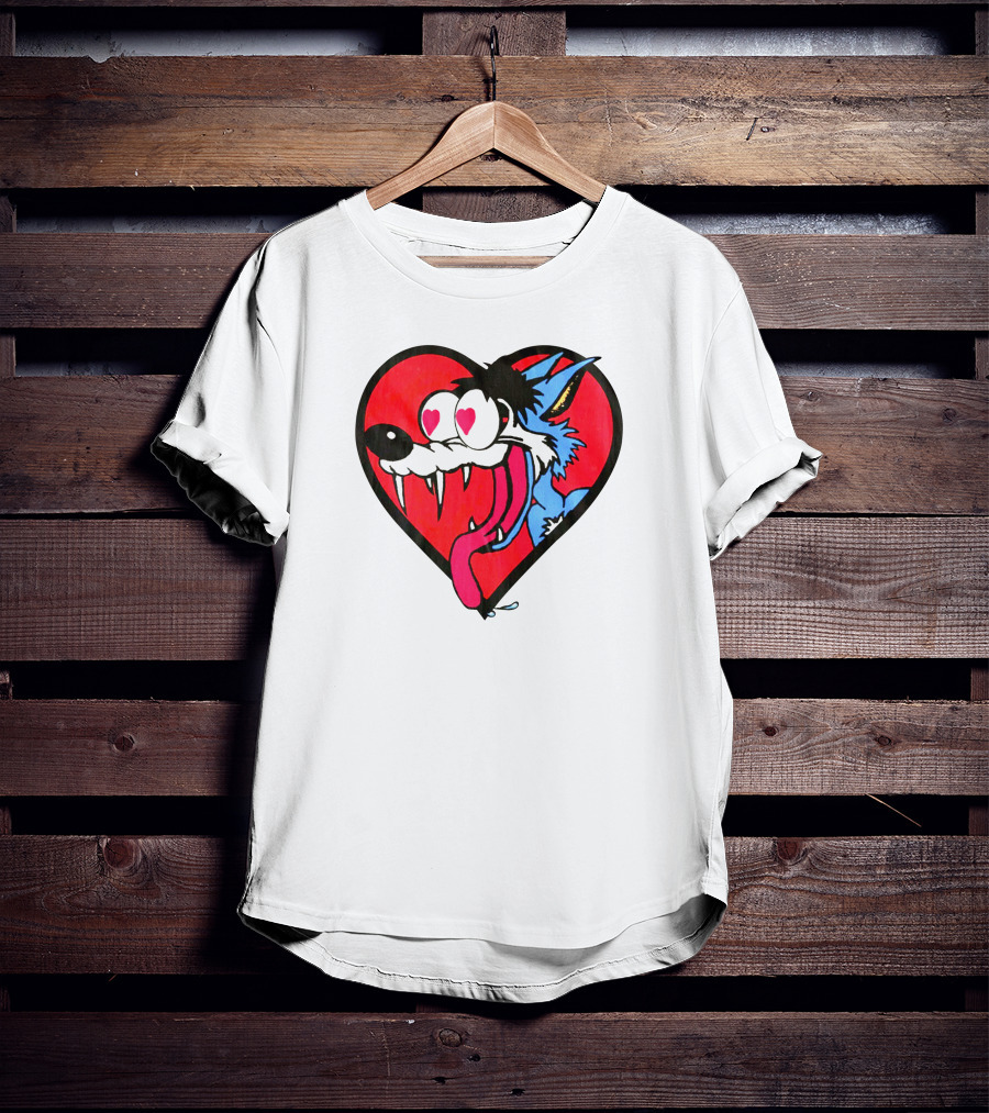 The Jesus Lizard Idiot Heart-Eyed Cartoon Wolf T-Shirt