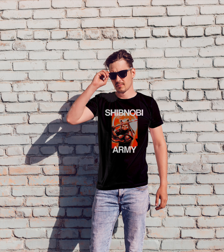 Shibnobi Army Shib Nobi Warrior Ninja Cat Moon T-Shirt
