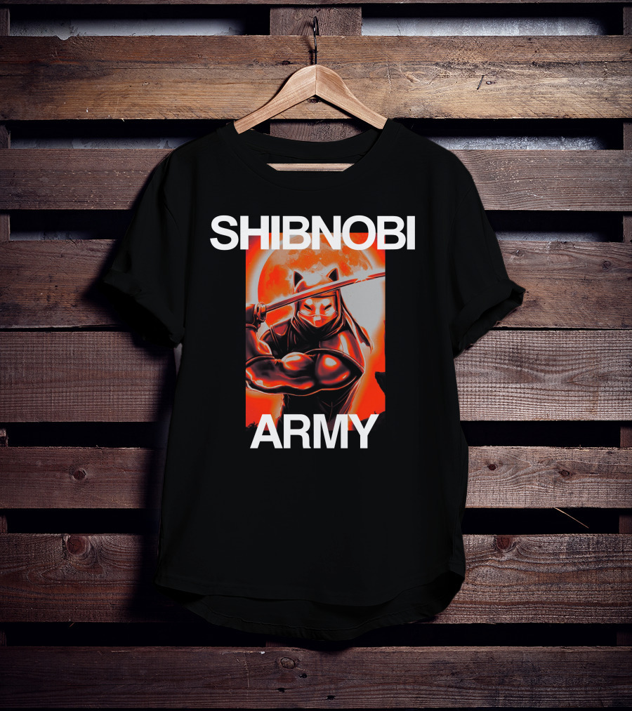 Shibnobi Army Shib Nobi Warrior Ninja Cat Moon T-Shirt