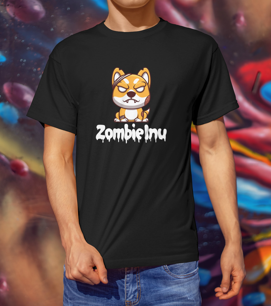 Zombie Inu Zinutoken Halloween Dog Character T-Shirt